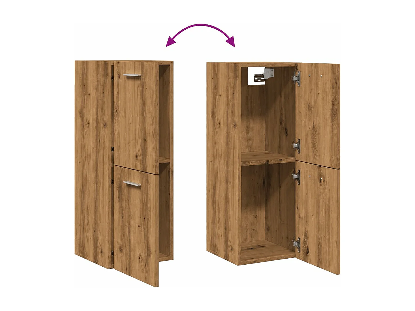 Armario pared baño madera ingeniería roble artisian 30x30x80 cm