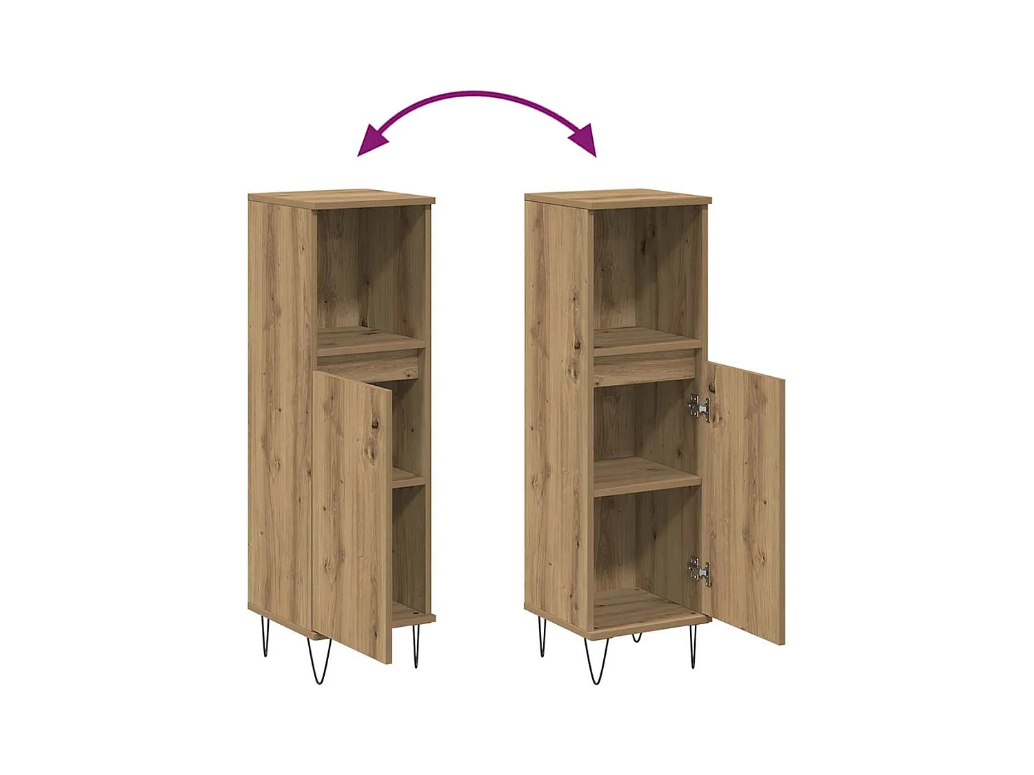 Armoire de salle de bain chêne artisanal 30x30x100 cm