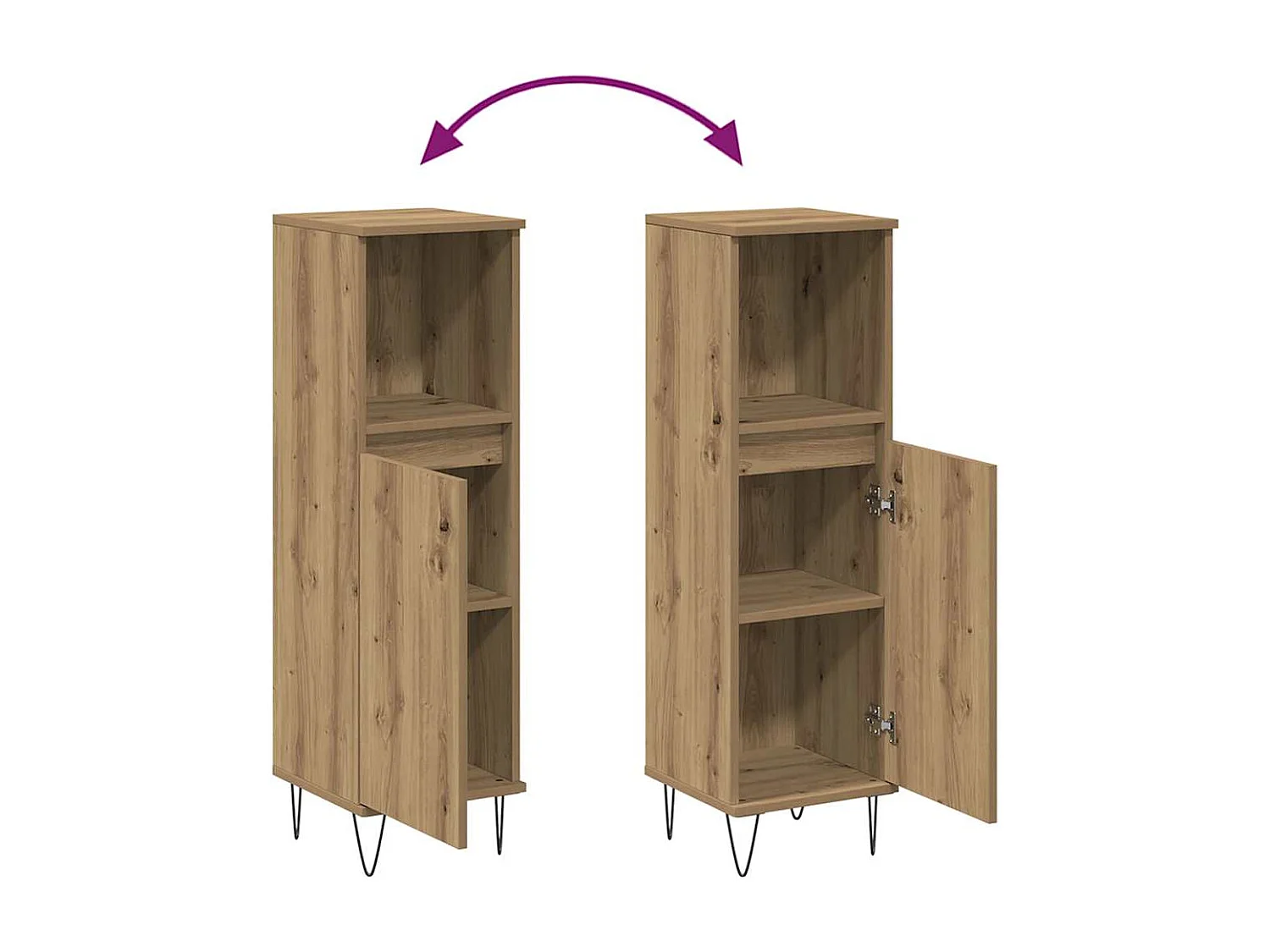 Armoire de salle de bain chêne artisanal 30x30x100 cm