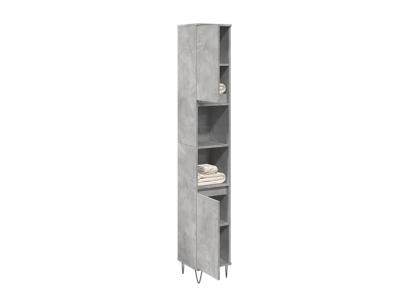 Armadietto Bagno Grigio Cemento 30x30x190 cm Legno Multistrato
