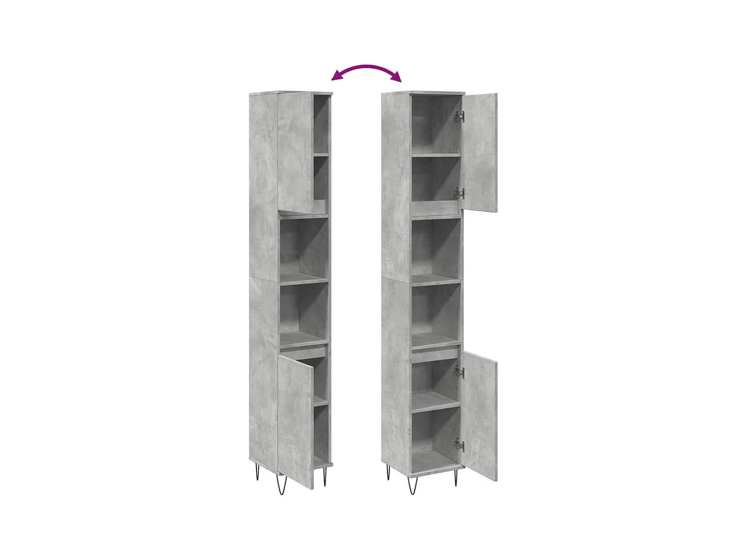 Armadietto Bagno Grigio Cemento 30x30x190 cm Legno Multistrato