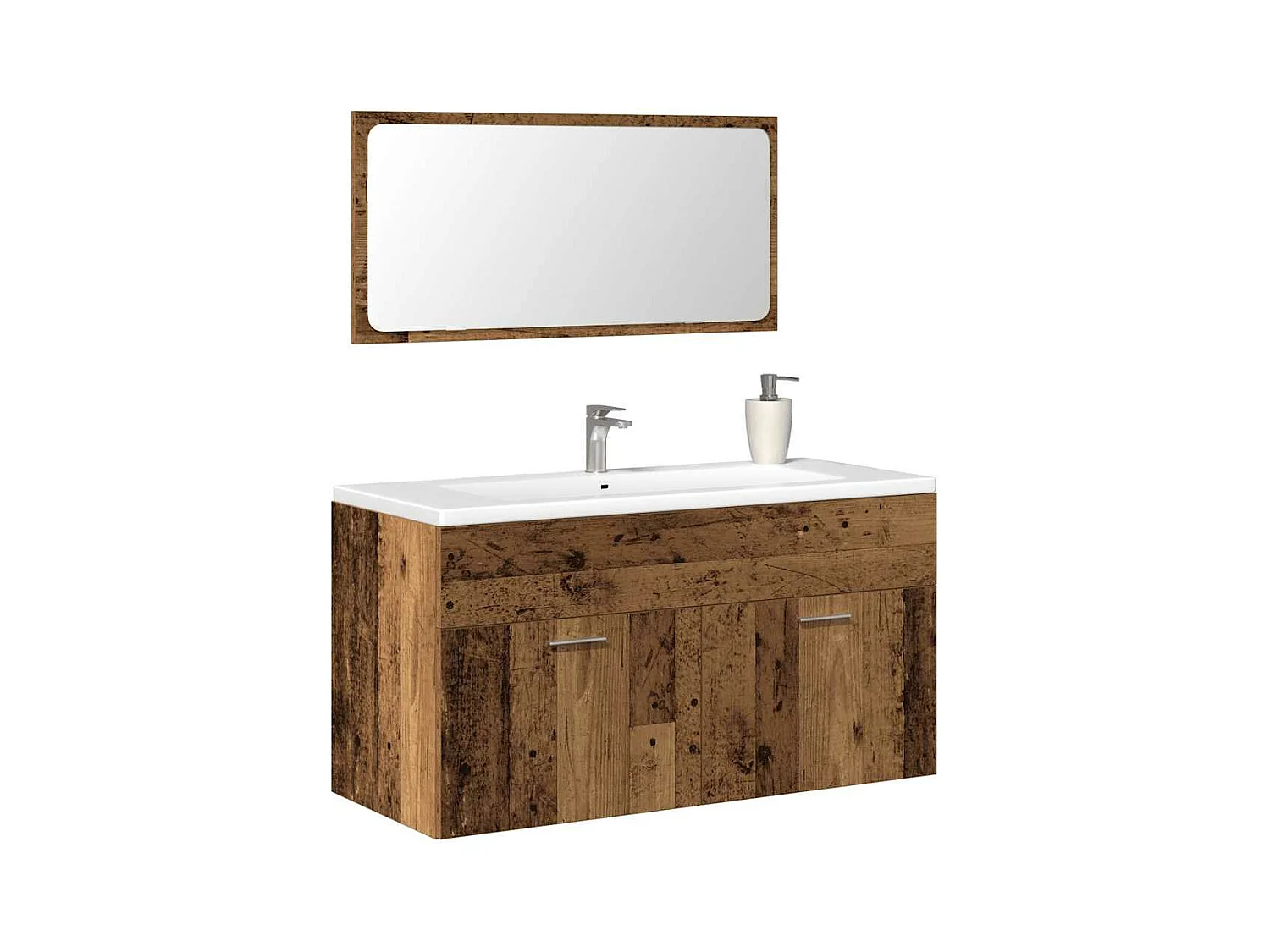 Armoire de salle de bain et miroir vieux bois bois d'ingénierie