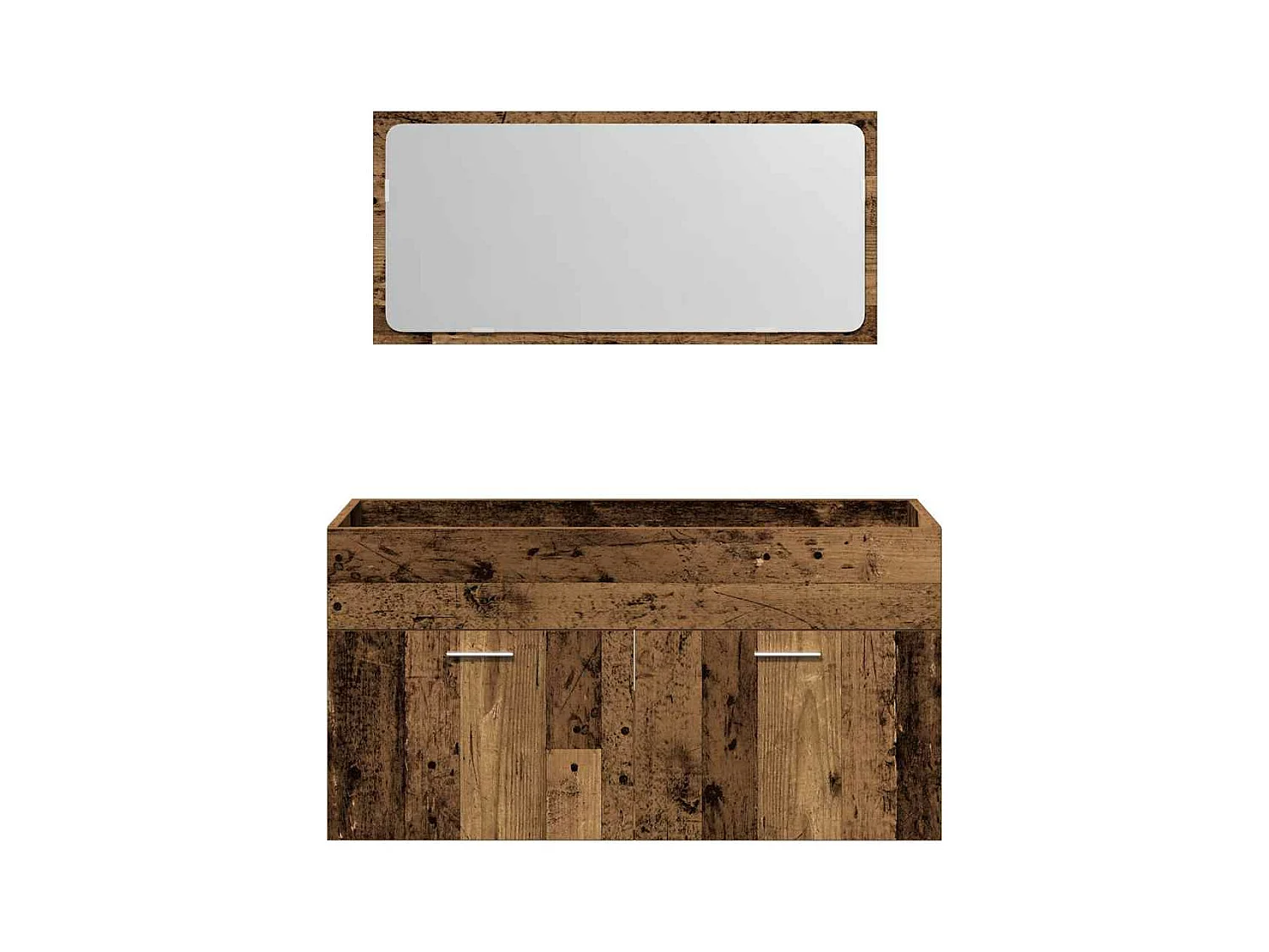 Armoire de salle de bain et miroir vieux bois bois d'ingénierie