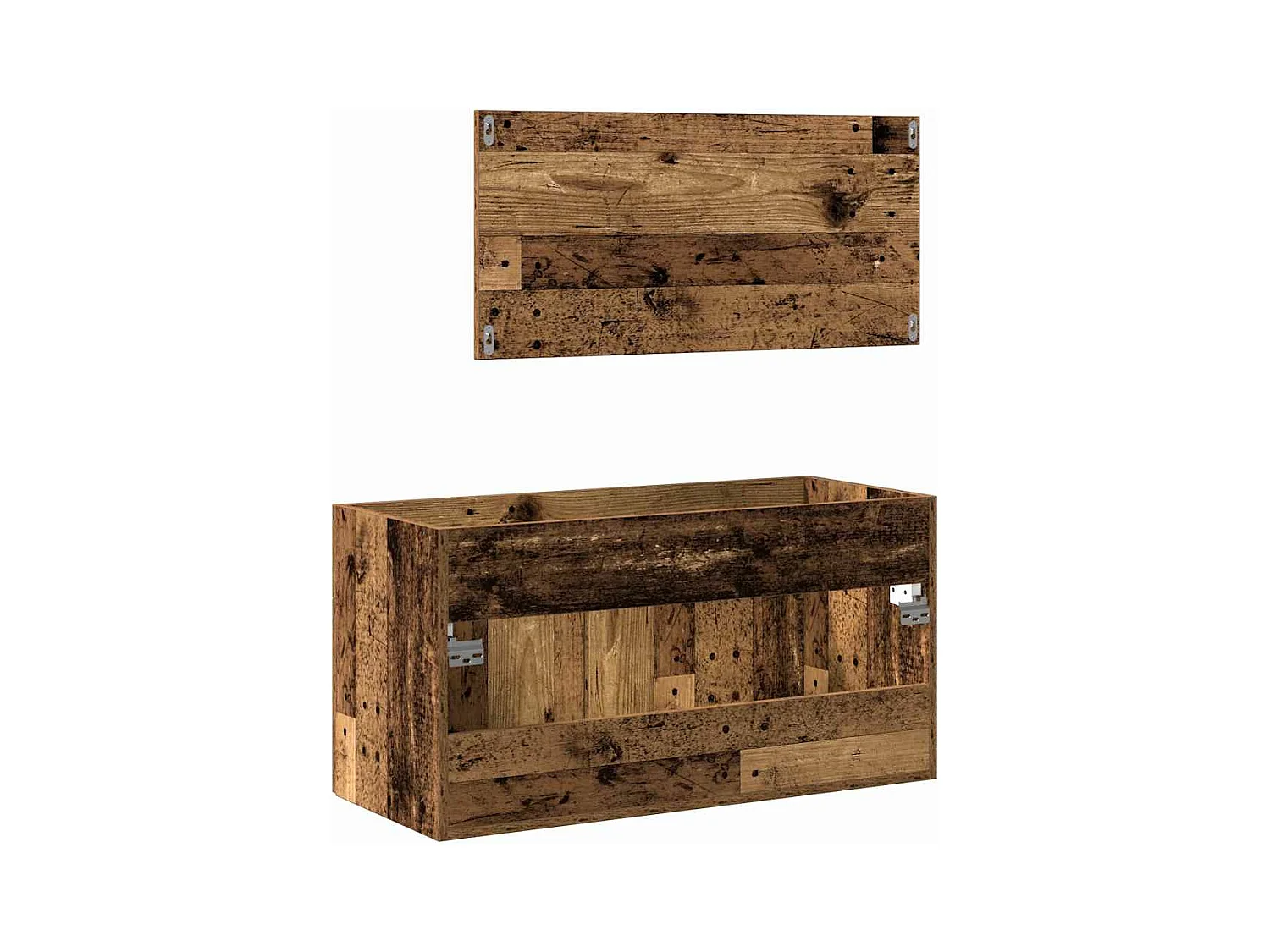 Armoire de salle de bain et miroir vieux bois bois d'ingénierie