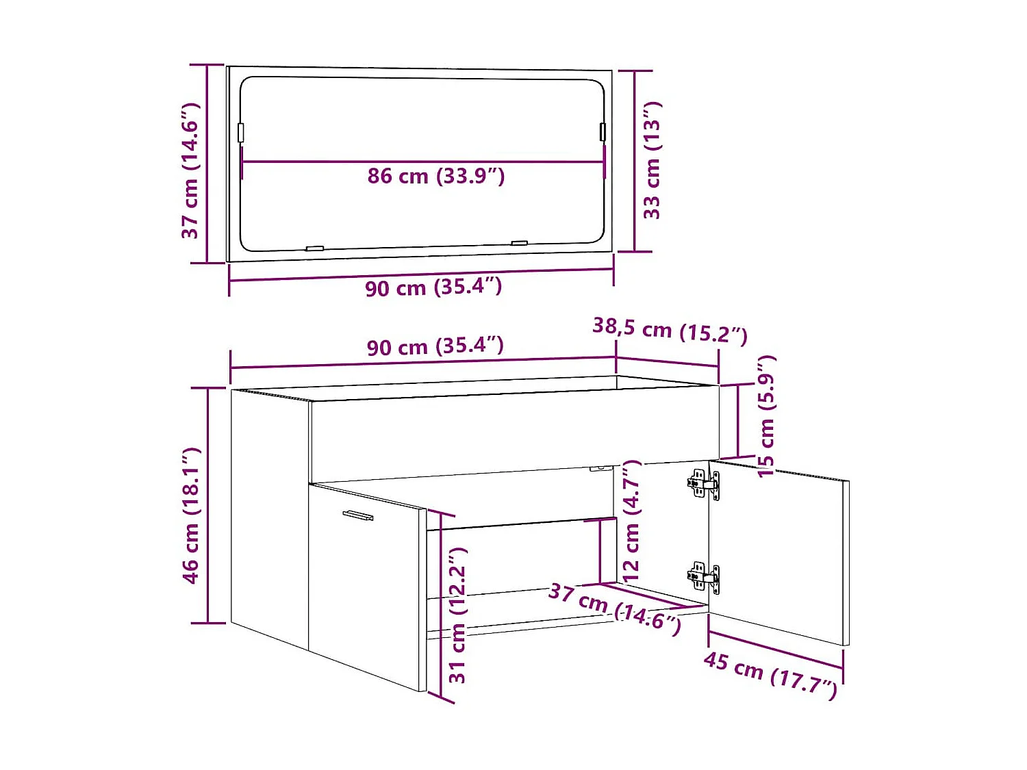 Mueble de baño con espejo de madera antigua madera ingeniería