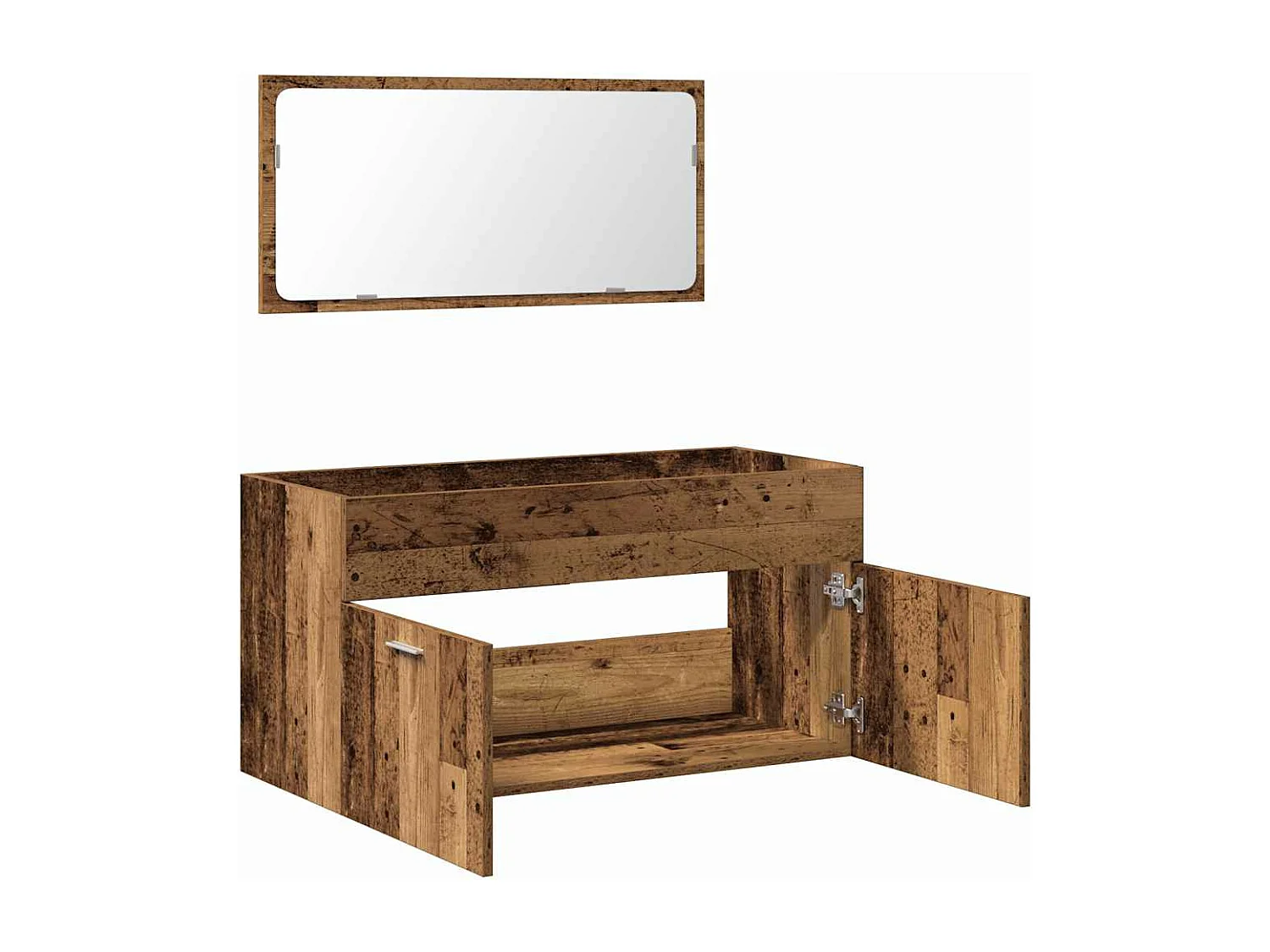 Mueble de baño con espejo de madera antigua madera ingeniería