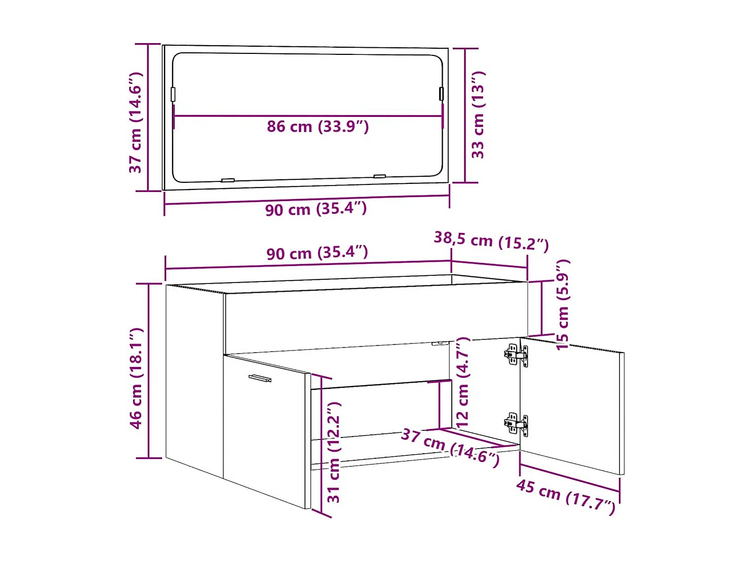 Mueble de baño con espejo de madera antigua madera ingeniería