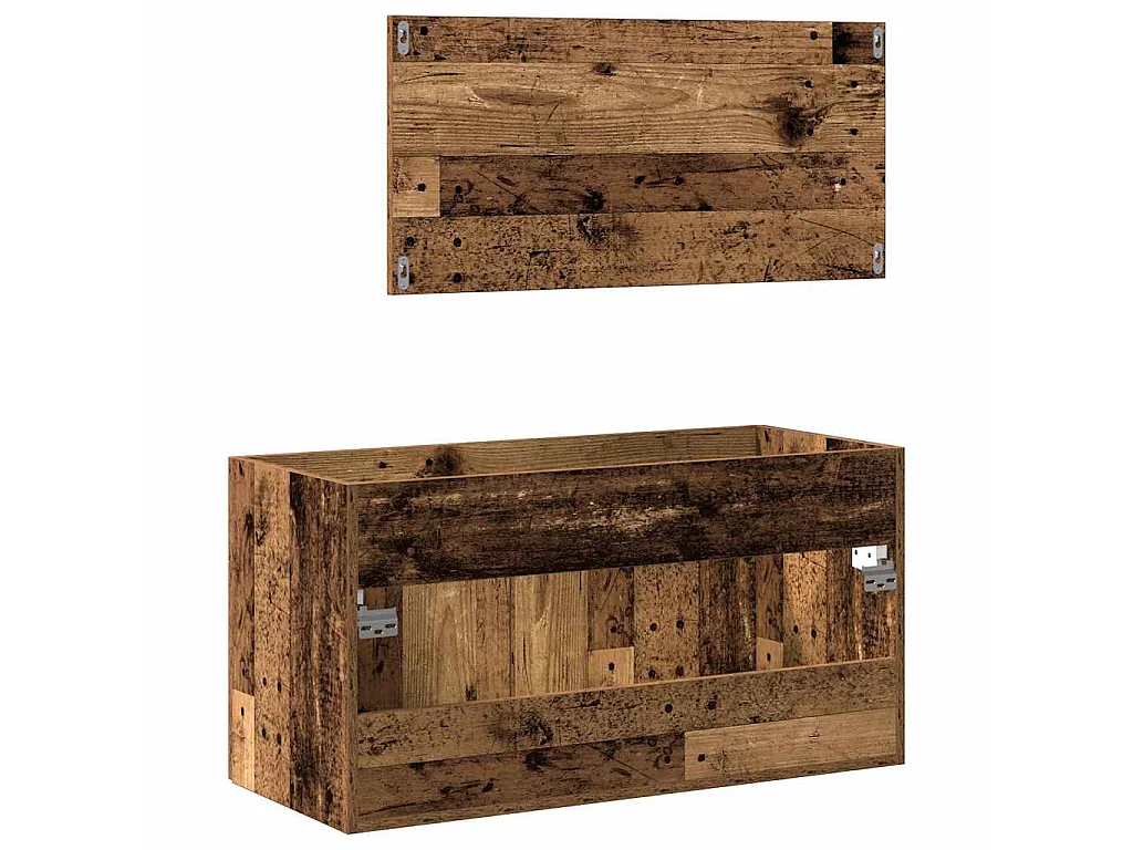 Armoire de salle de bain et miroir vieux bois bois d'ingénierie
