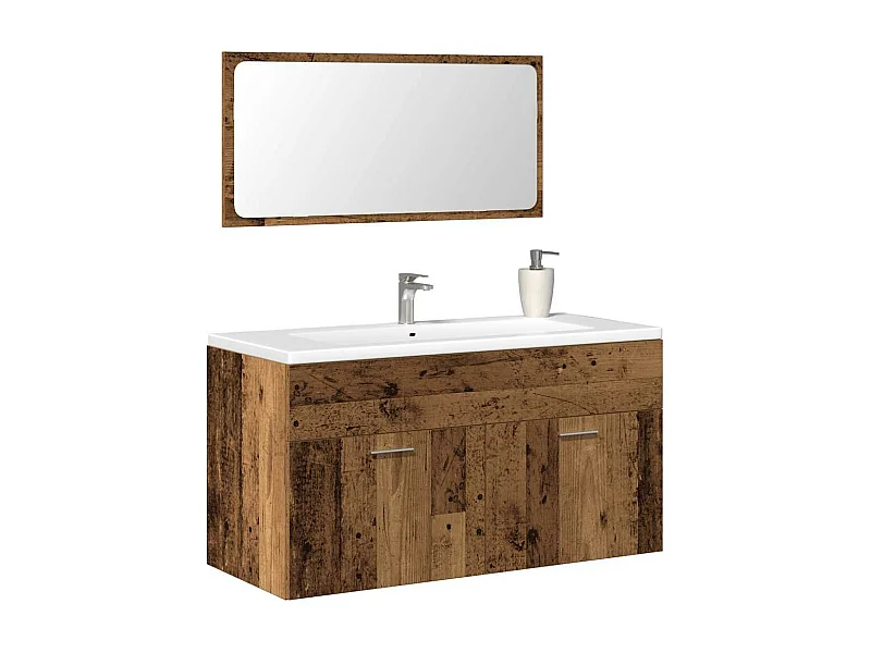 Mueble de baño con espejo de madera antigua madera ingeniería