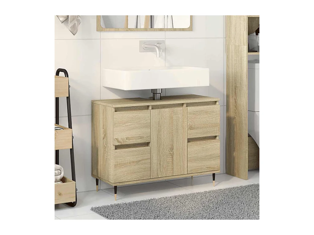 Armoire salle de bain chêne sonoma 80x33x60cm bois d'ingénierie