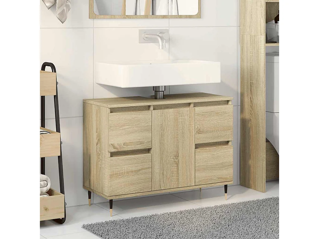Armoire salle de bain chêne sonoma 80x33x60cm bois d'ingénierie