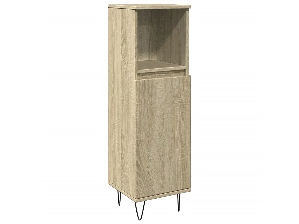 Badkamerkast 30x30x100 cm bewerkt hout sonoma eikenkleurig