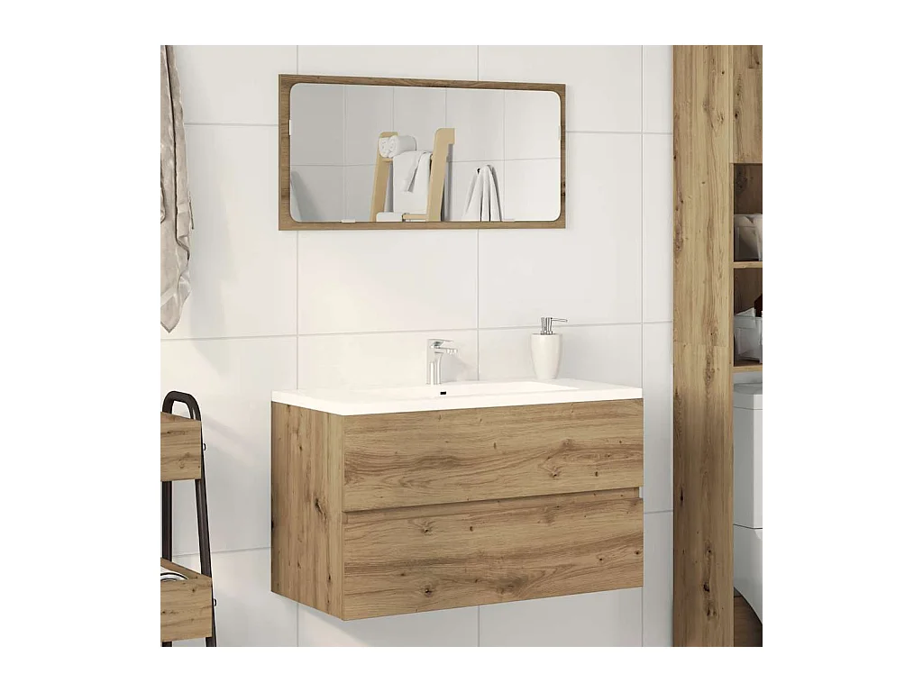 Armoire de salle de bain suspendue chêne artisanal 80x38,5x45cm