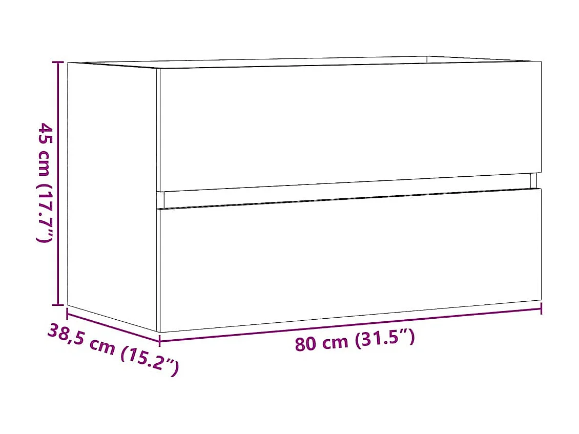 Armoire de salle de bain suspendue chêne artisanal 80x38,5x45cm