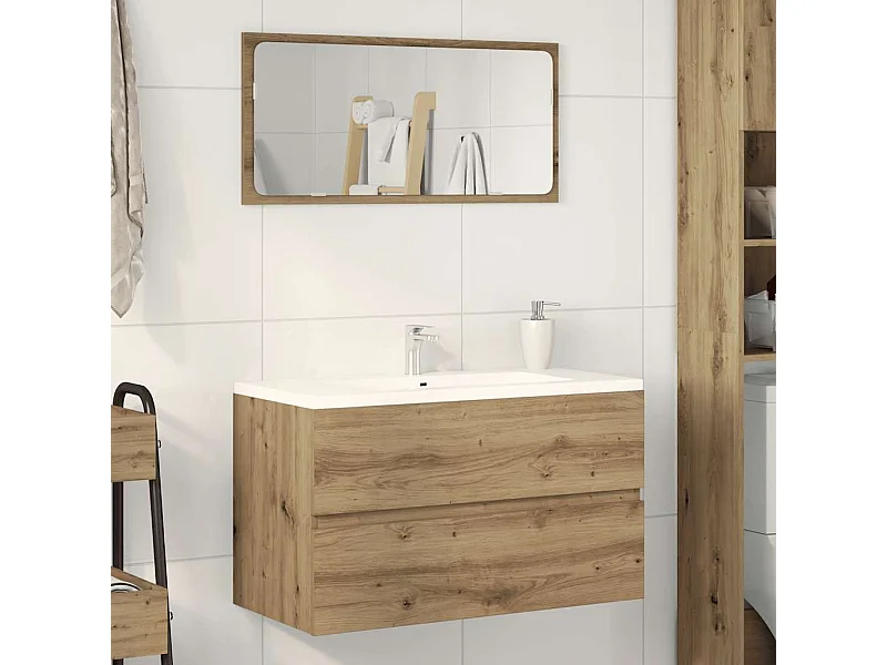 Armoire de salle de bain suspendue chêne artisanal 80x38,5x45cm