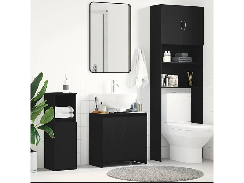 Armoire de bain chêne noir 60x33x60 cm bois d'ingénierie