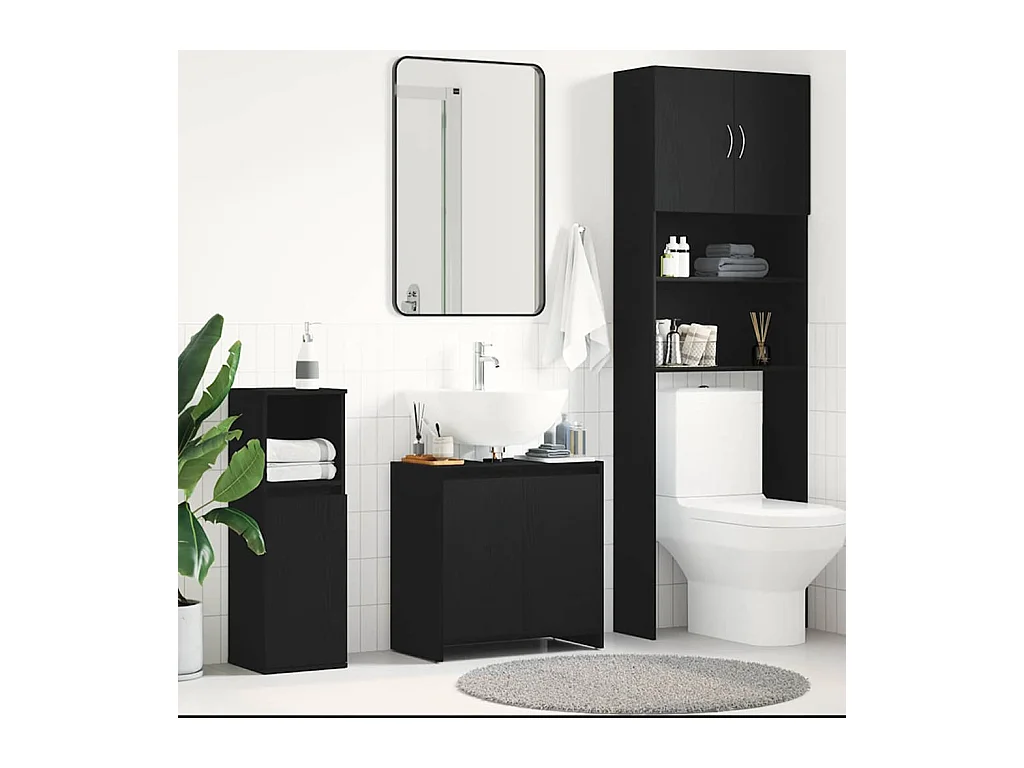 Armoire de bain chêne noir 60x33x60 cm bois d'ingénierie