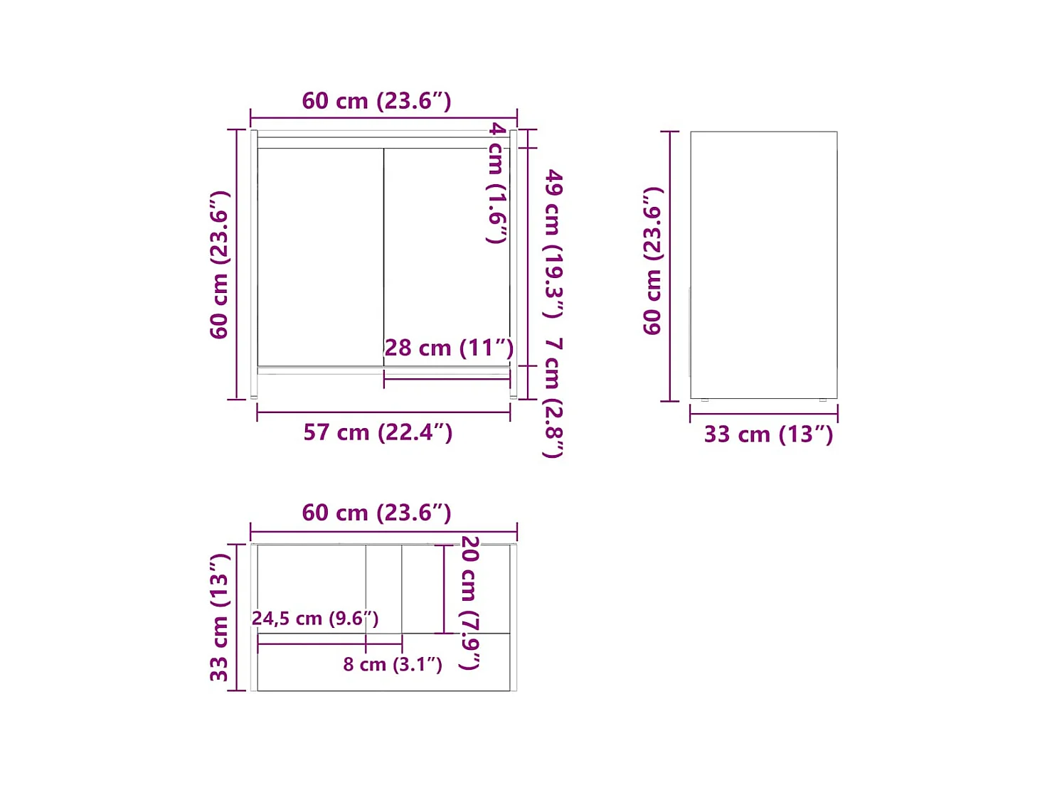 Armoire de bain chêne noir 60x33x60 cm bois d'ingénierie