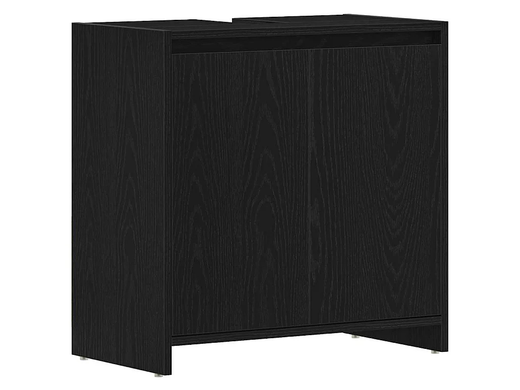 Badkamerkast 60x33x60 cm spaanplaat zwart eikenkleurig