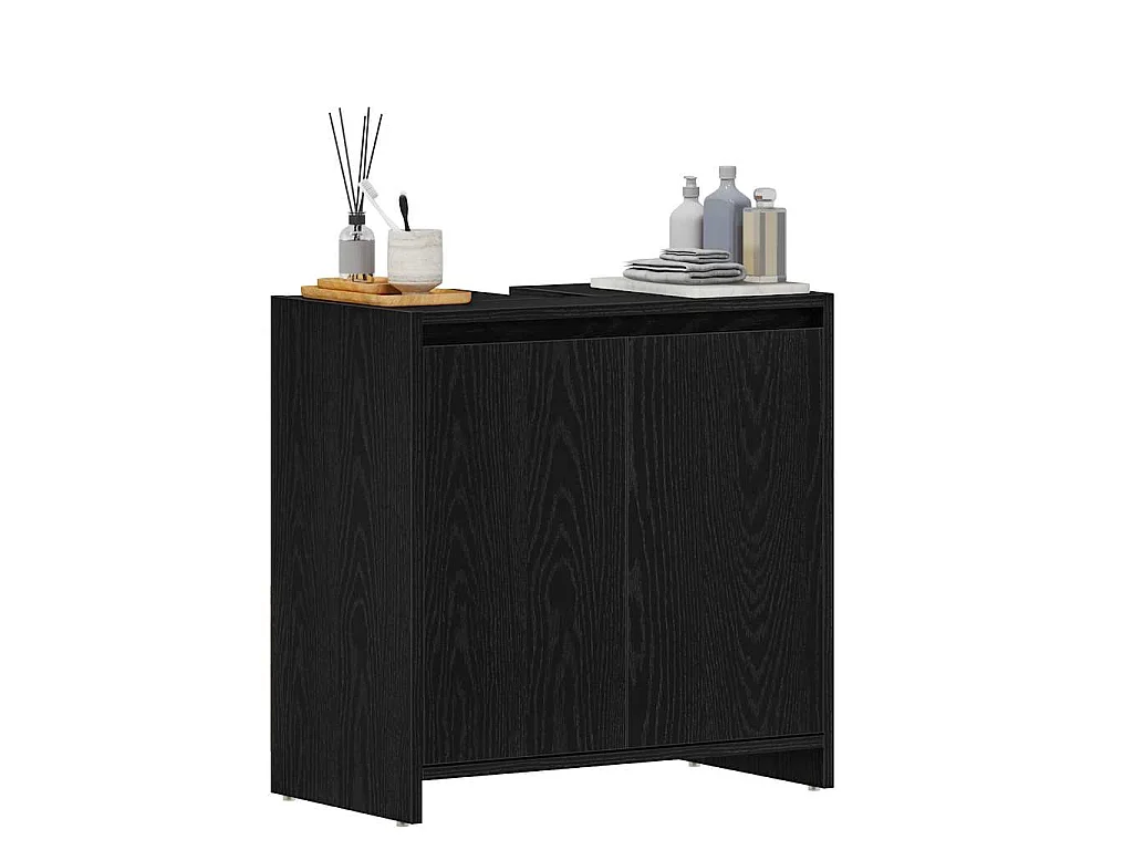 Badkamerkast 60x33x60 cm spaanplaat zwart eikenkleurig