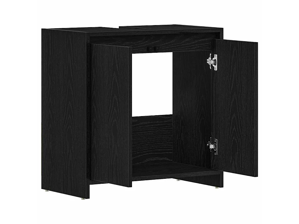 Badkamerkast 60x33x60 cm spaanplaat zwart eikenkleurig