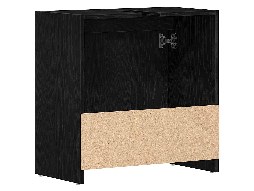 Badkamerkast 60x33x60 cm spaanplaat zwart eikenkleurig