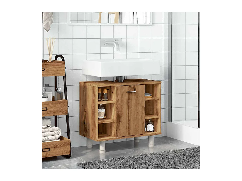Armoire de salle de bain chêne artisanal 60x32x53,5 cm