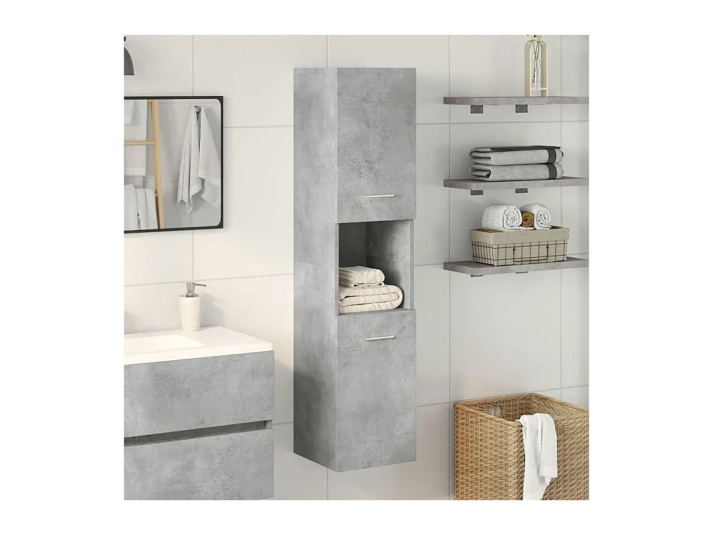 Armoire de salle de bain suspendue gris béton bois d'ingénierie