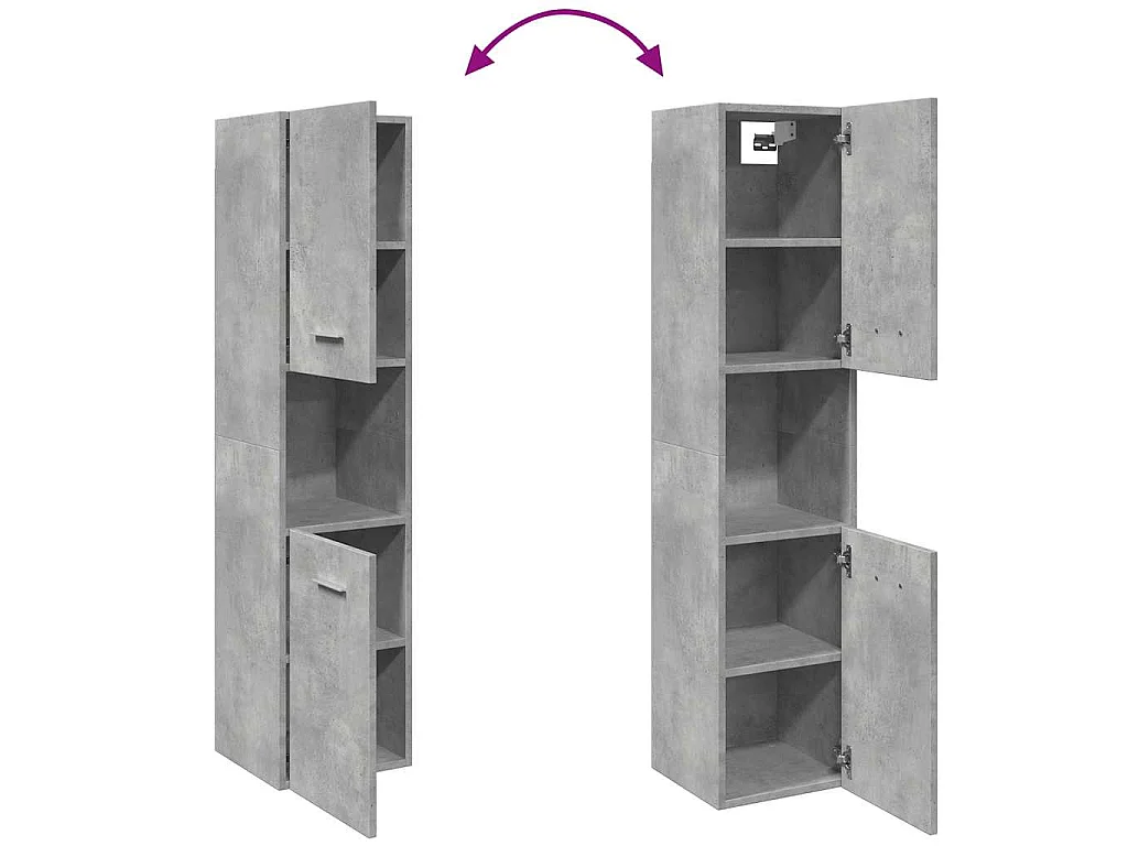 Armoire de salle de bain suspendue gris béton bois d'ingénierie