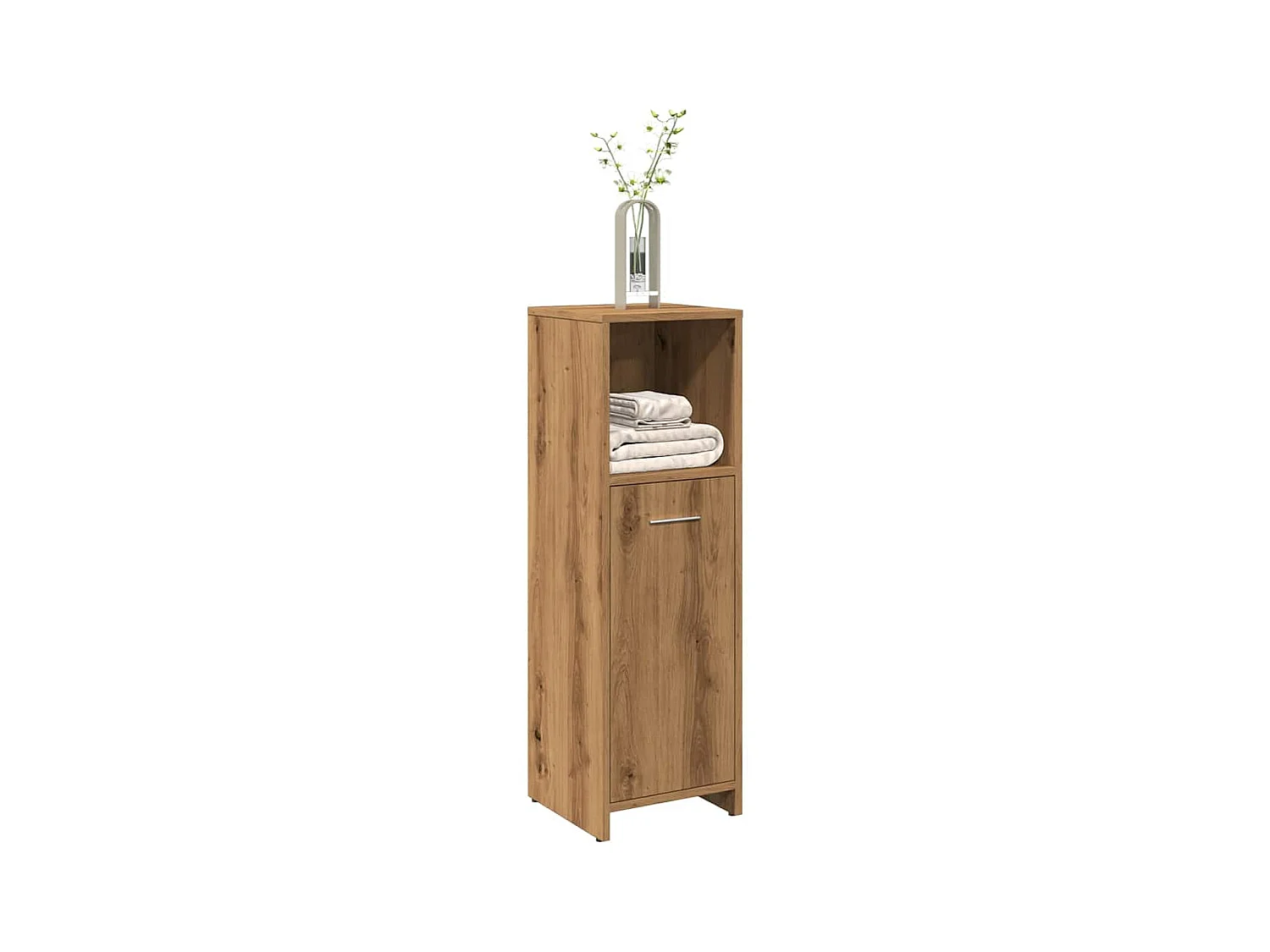 Badkamerkast 30x30x95 cm bewerkt hout artisanaal eikenkleur