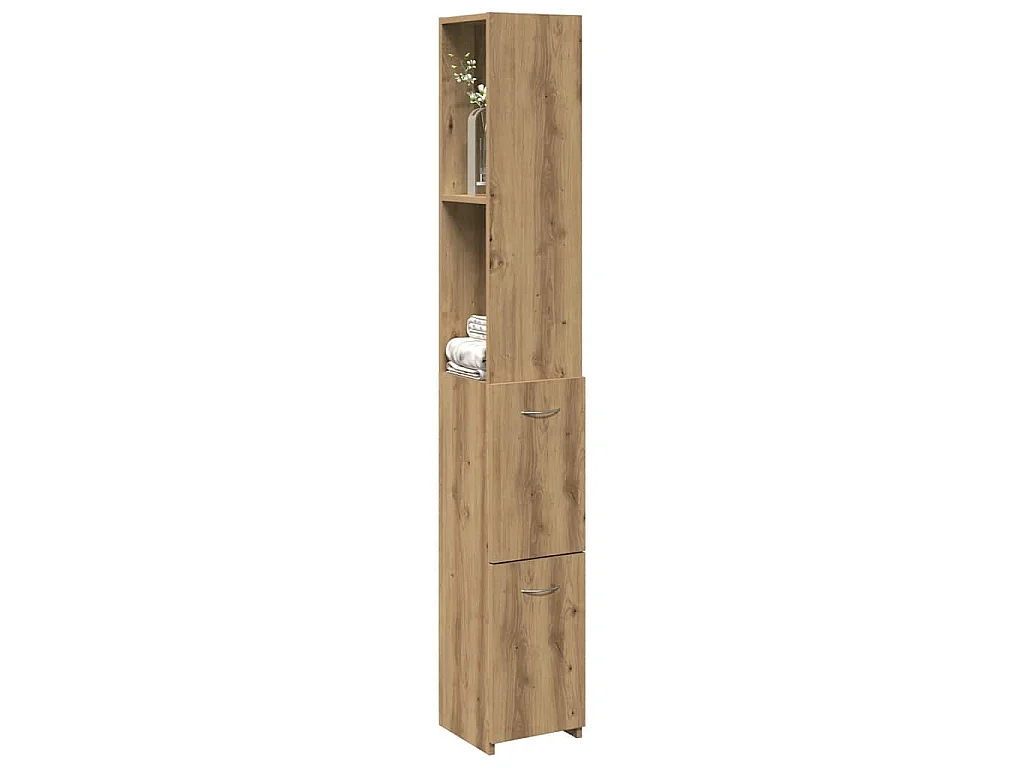 Armadietto Bagno Rovere 25x25x170 cm Legno Multistrato