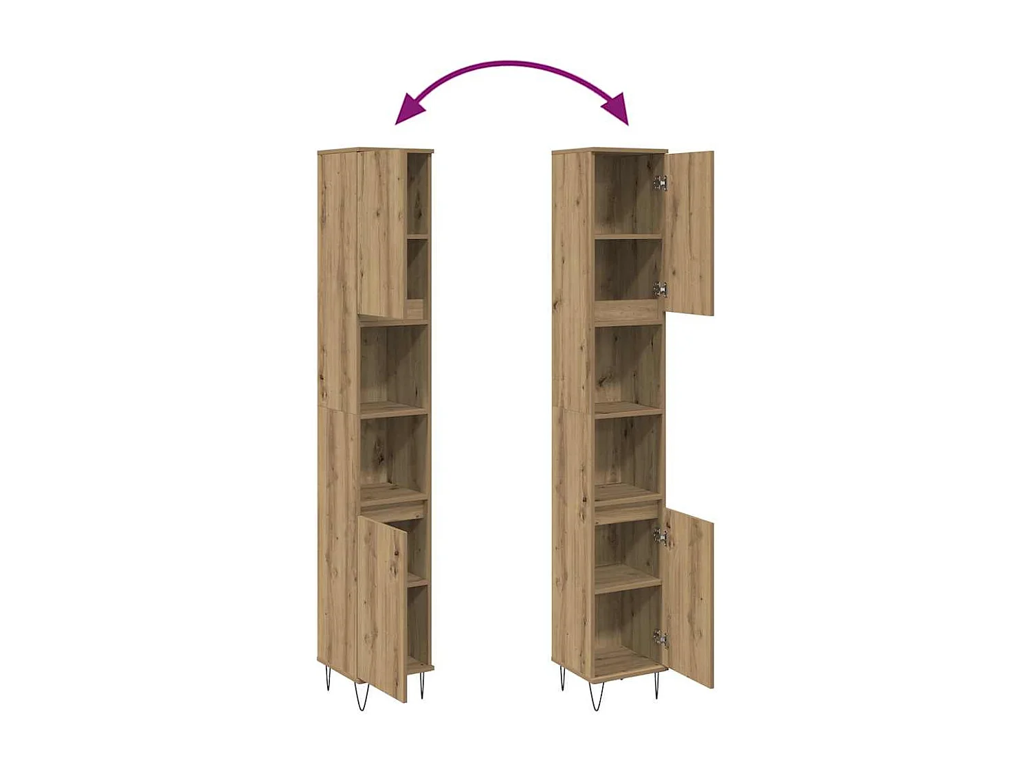 Badschrank Artisan-Eiche 30x30x190 cm Holzwerkstoff