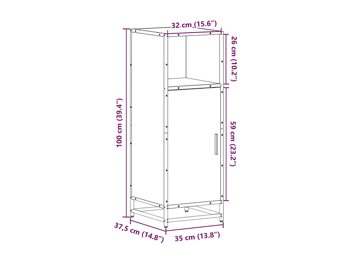 Armoire de bain chêne marron 35x37,5x100 cm bois d'ingénierie