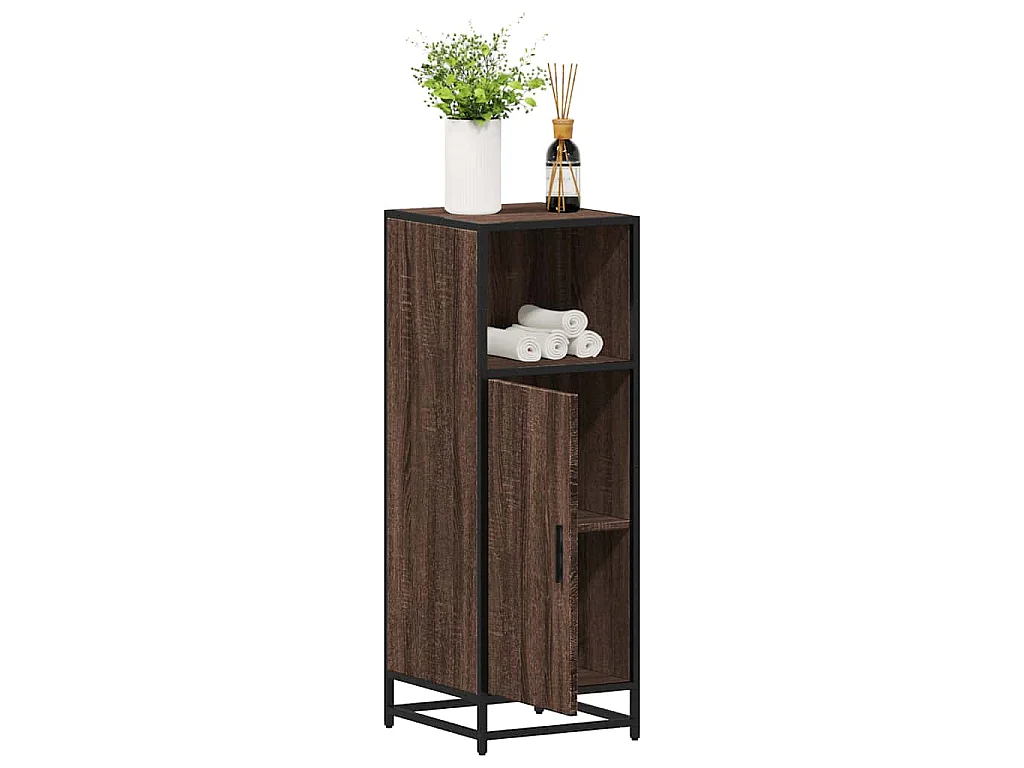 Badkamerkast 35x37,5x100 cm bewerkt hout bruin eikenkleur