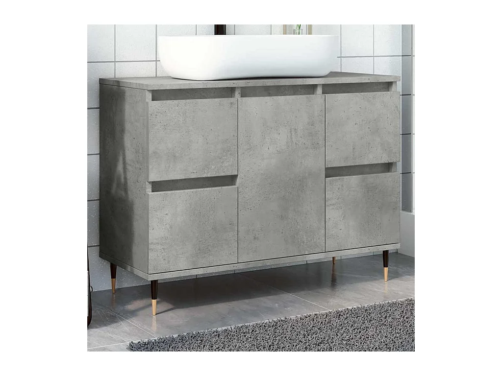 Armadietto da Bagno Grigio Cemento 80x33x60cm Legno Multistrato