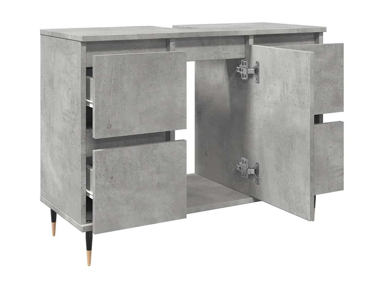 Armadietto da Bagno Grigio Cemento 80x33x60cm Legno Multistrato