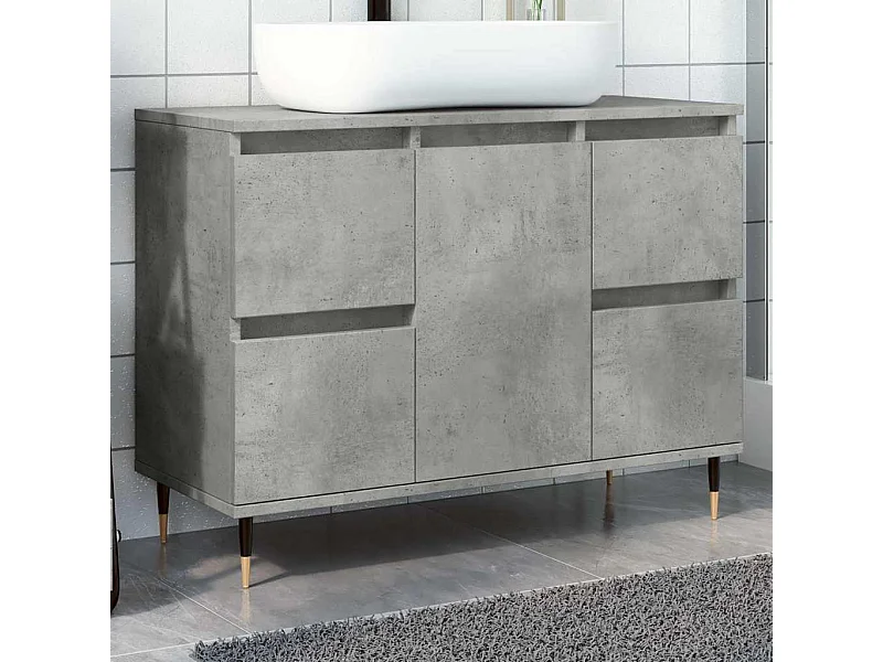 Armoire salle de bain gris béton 80x33x60cm bois d'ingénierie