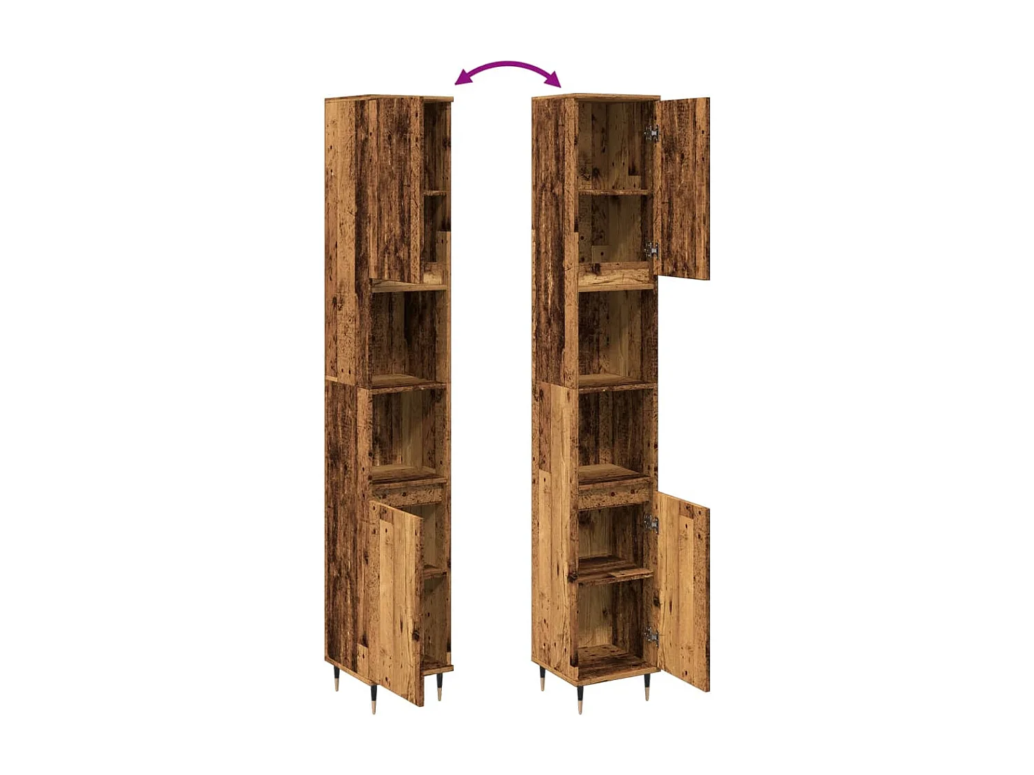 Armario de baño madera de ingeniería envejecida 30x30x190 cm