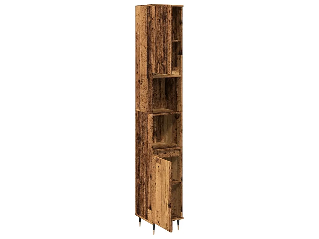 Armario de baño madera de ingeniería envejecida 30x30x190 cm