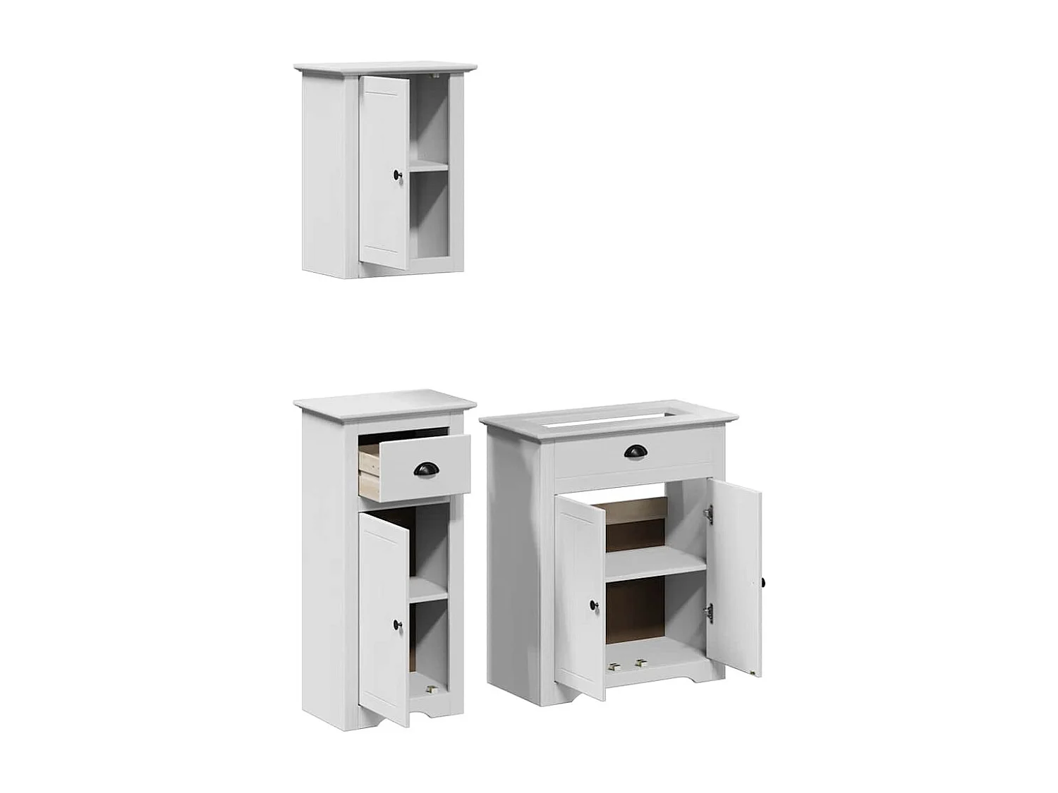 3 pcs conjunto de móveis para WC BODO pinho maciço branco