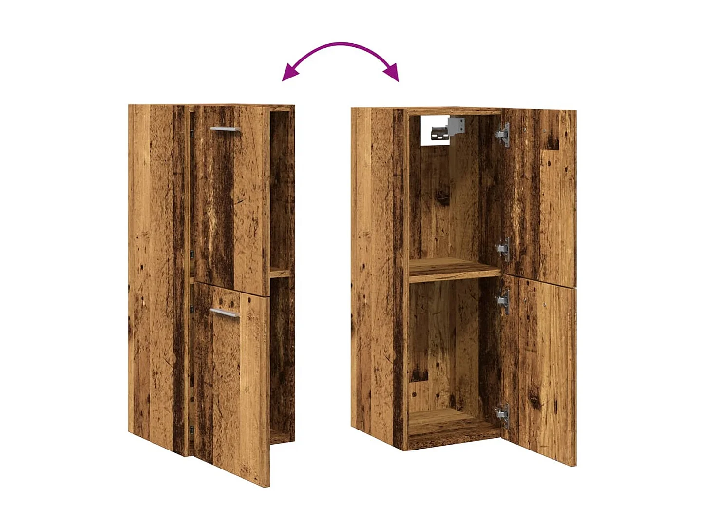 Badkamerwandkast 30x30x80 cm bewerkt hout oud houtkleurig