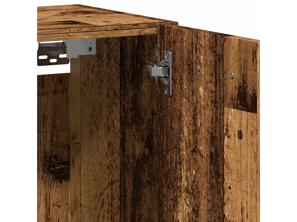 Badkamerwandkast 30x30x80 cm bewerkt hout oud houtkleurig