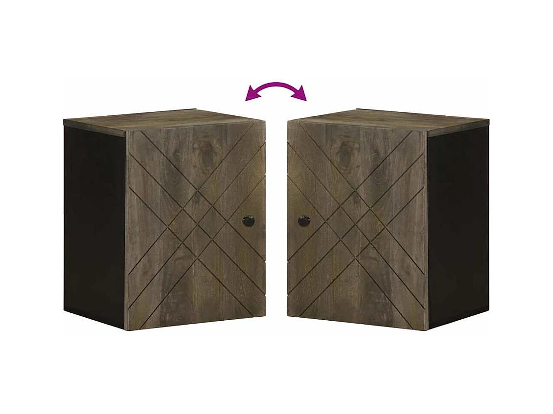 Armoire de salle de bain murale 38x33x48cm bois massif manguier