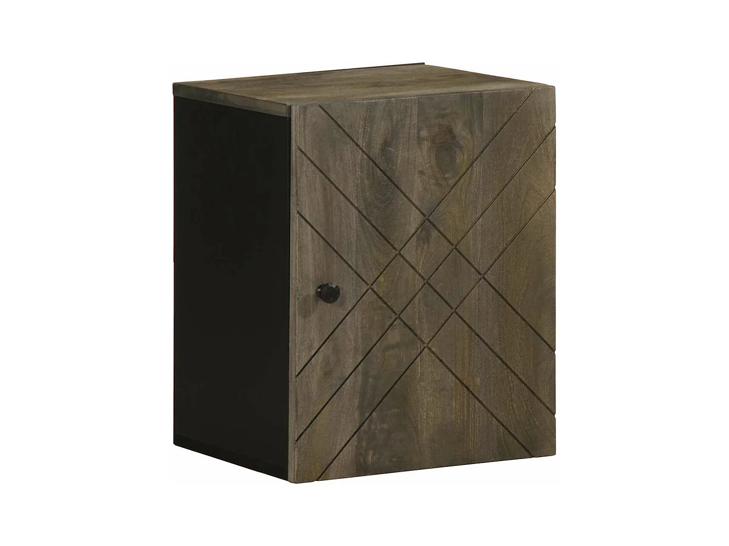 Bad-Wandschrank Schwarz 38x33x48 cm Massivholz Mango