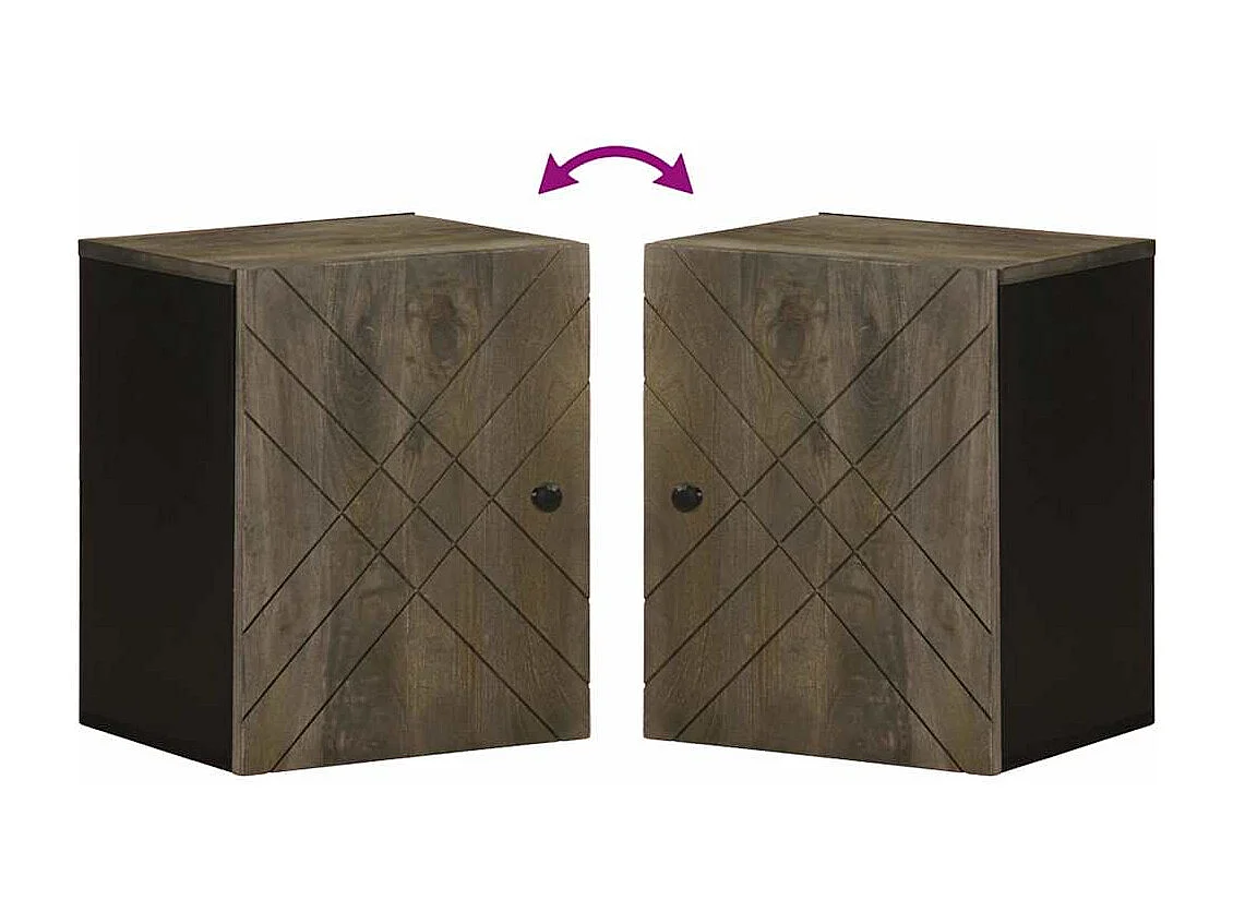 Armoire de salle de bain murale 38x33x48cm bois massif manguier