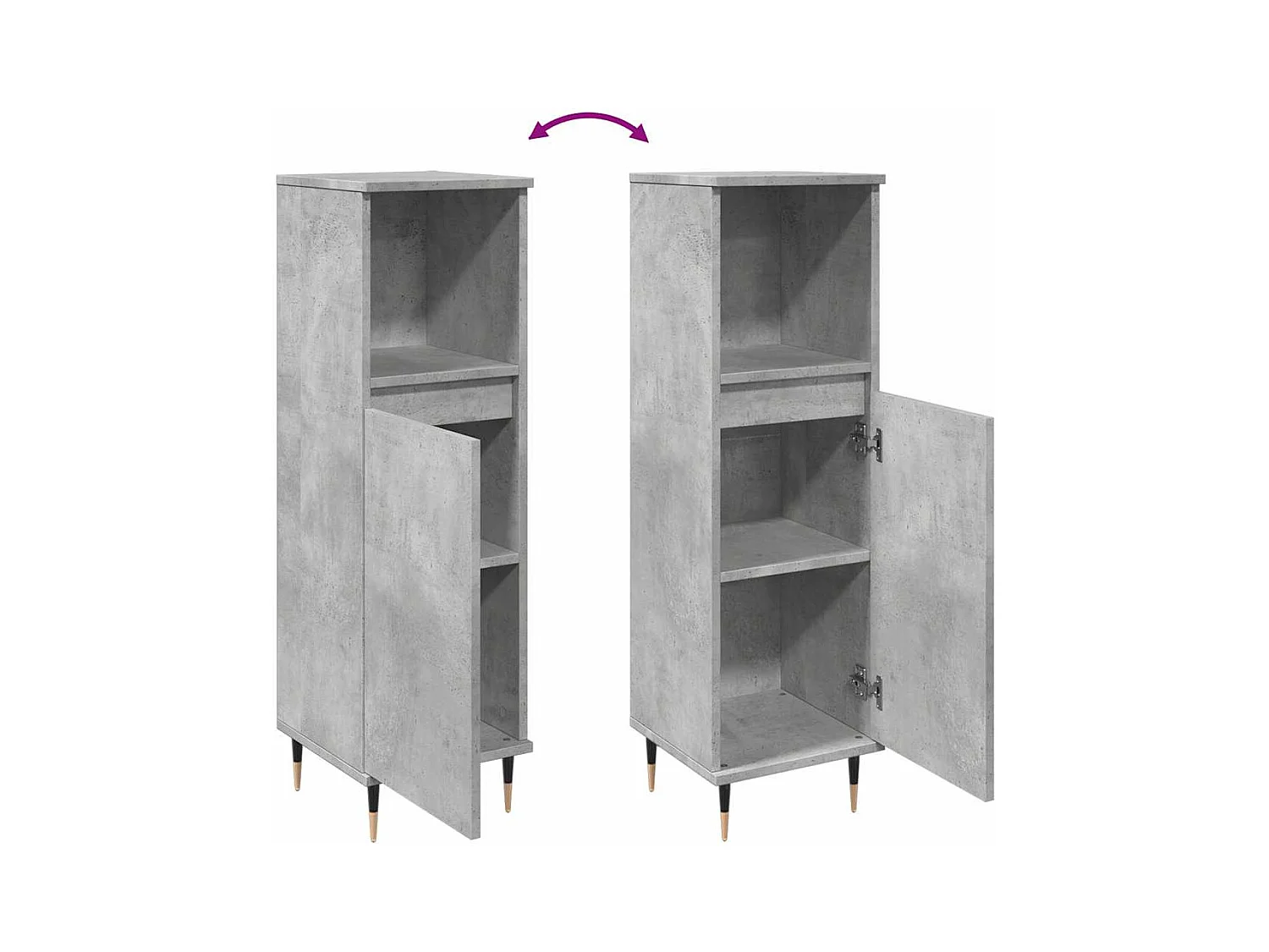 Armoire de salle de bain gris béton 30x30x100 cm