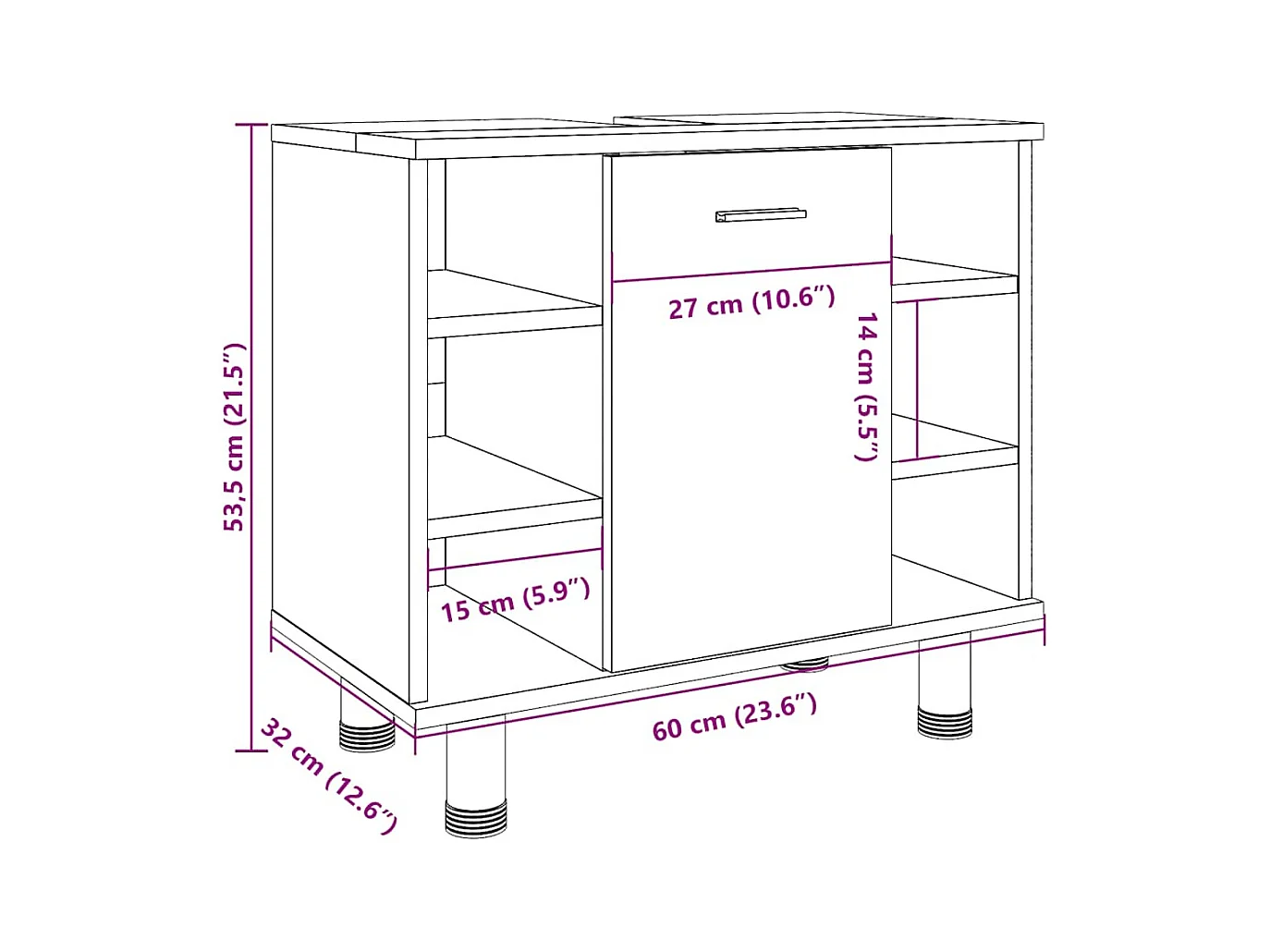 Badkamerkast 60x32x53,5 cm spaanplaat sonoma eikenkleurig