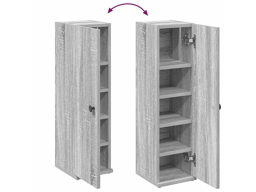 Mobile da Bagno con Portarotolo Grigio Sonoma 20,5x22x72 cm