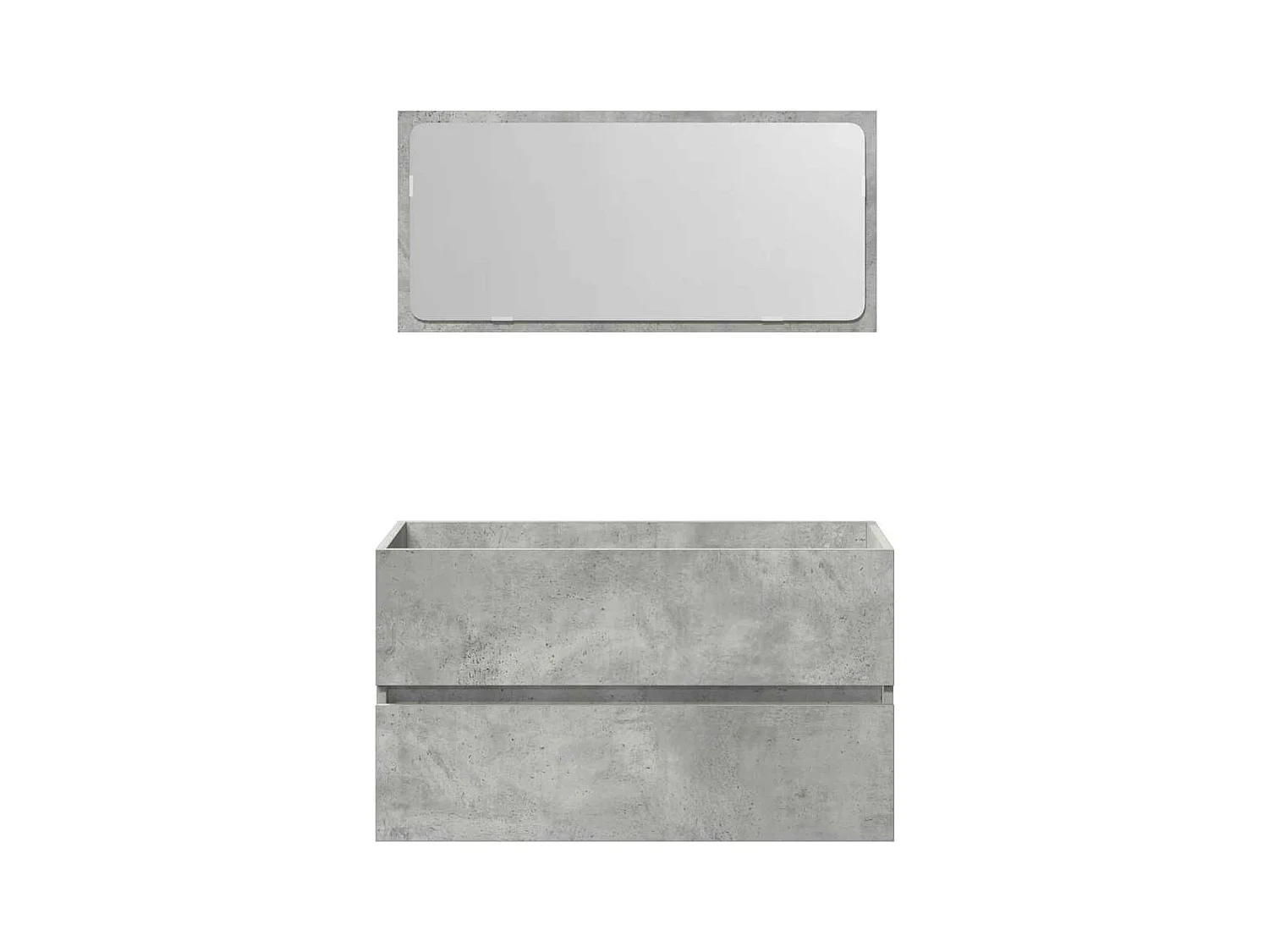 Badkamerkast met spiegel bewerkt hout betongrijs