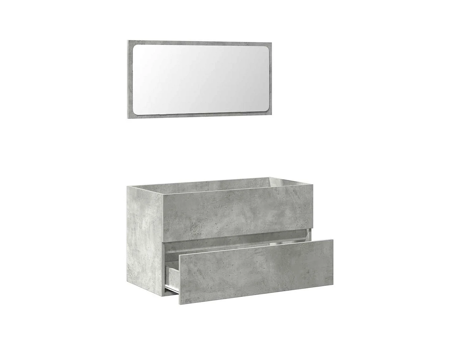 Badkamerkast met spiegel bewerkt hout betongrijs